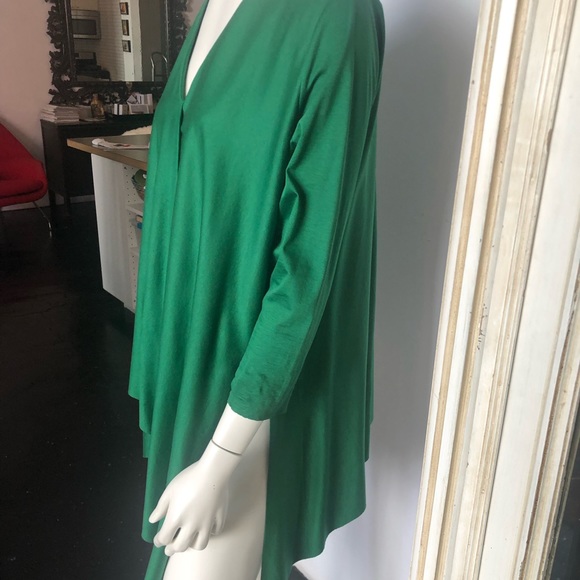 COS Emerald Green Asymmetric 3/4 sleeve cotton top - Picture 4 of 4